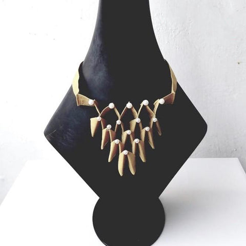 Collar H0268 - Yellow gold origami collar