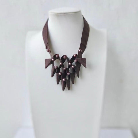 Collar H0273 - Brown origami collar
